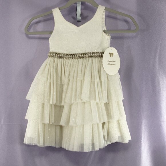 American Princess Candle Gold Sparkle Tiered Tulle Special Occasion Dress 2T NWT - Picture 1 of 6
